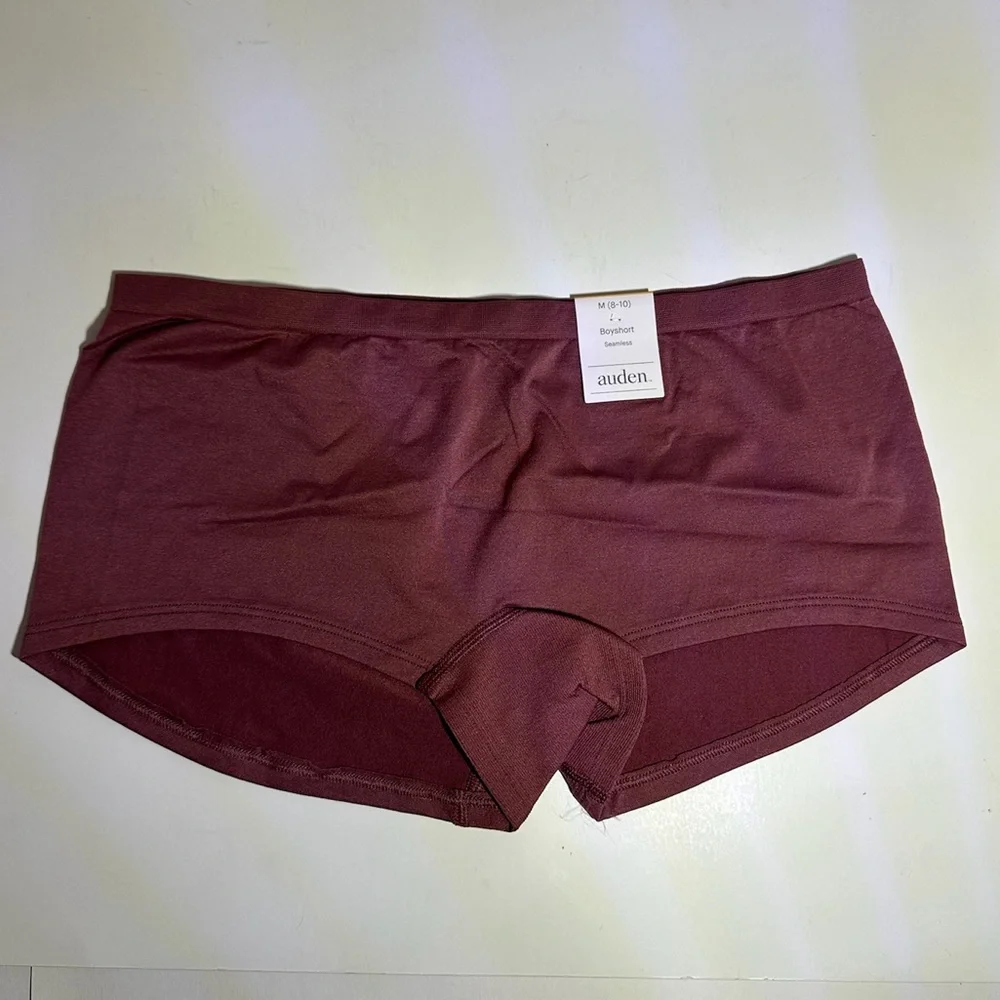 NWT Auden Seamless Boyshort Underwear Medium 8-10 “Red” Wine Burgundy Color - Picture 3 of 8